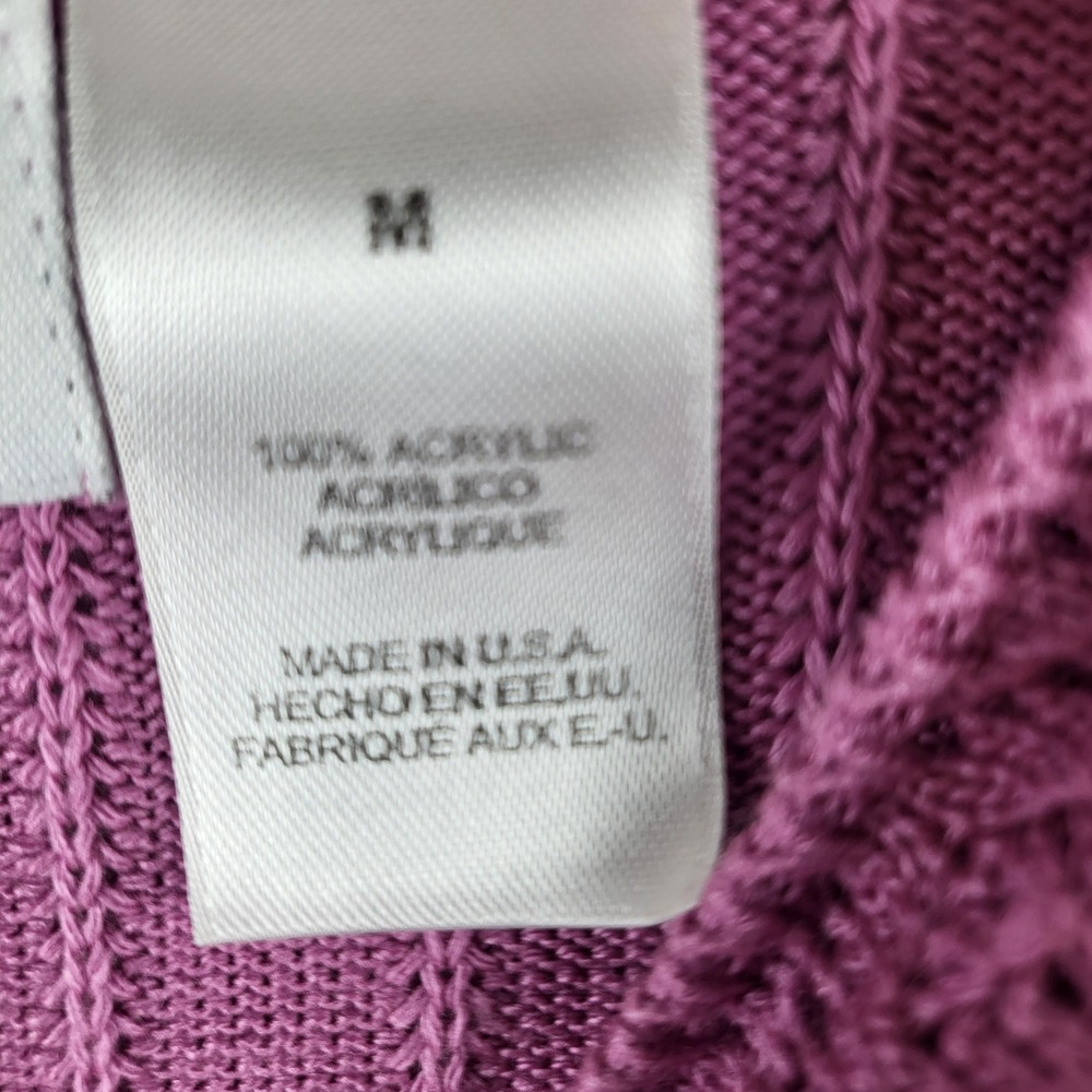Alfred Dunner Mauve Purple Ribbed Pointelle Knit Short Sleeve Top Womens Medium - Picture 5 of 6